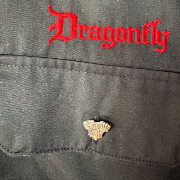 Dragonfly Mens Black Eagle USA Flag Engine Embroidered Button-Up Shirt Freedom t - Picture 4 of 8